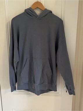 ALO Men's Gray Blue Double Take Hooded Pullover Sweatshirt M